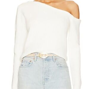Superdown Ravie One shoulder sweater, white, large